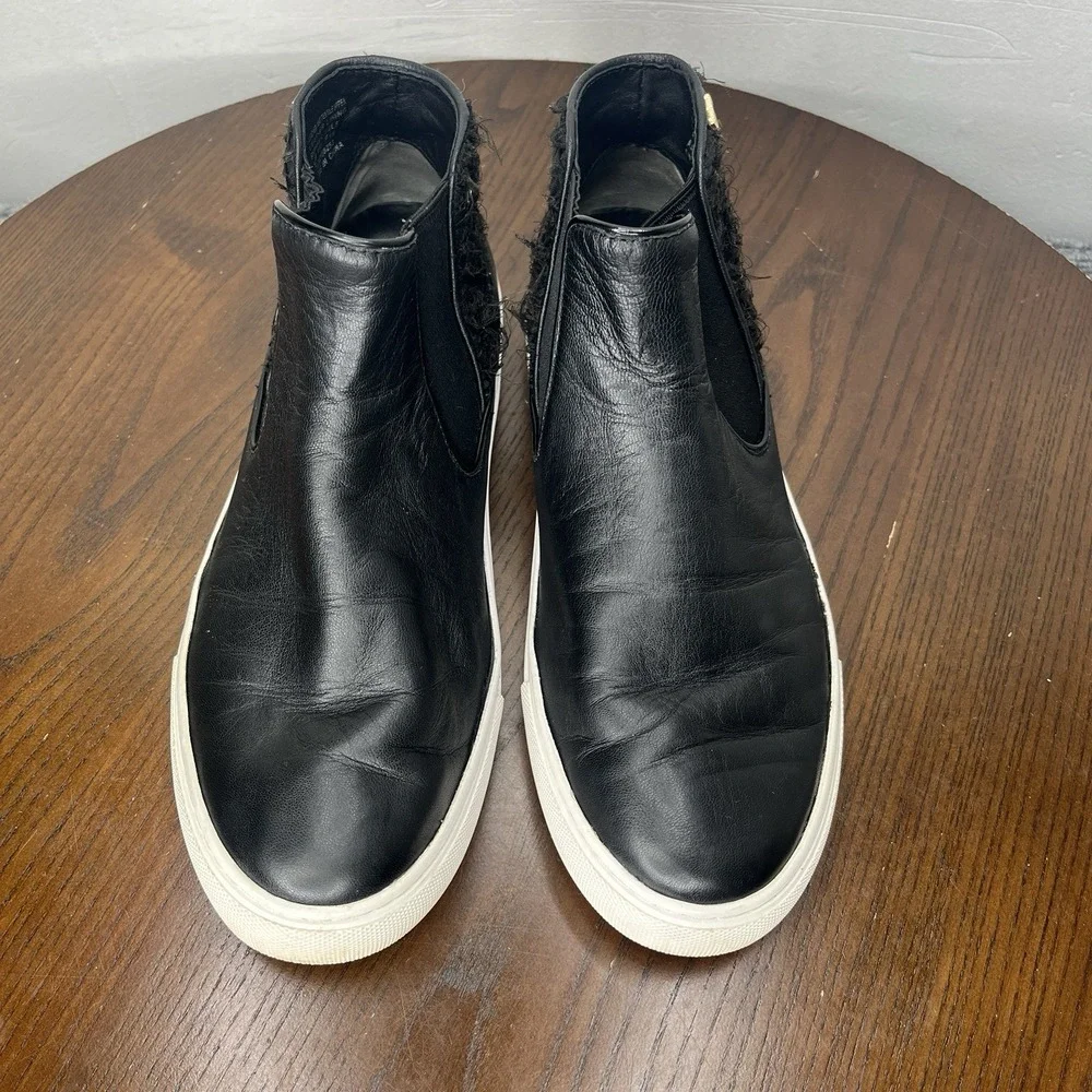 Tory Burch Rosette Boots Women's 8.5M Black Leather Chelsea Sneakers‎ Booties